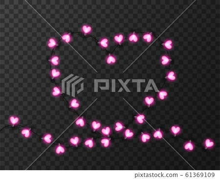 Heart shaped lights isolated on transparent background, design vector illustration 61369109