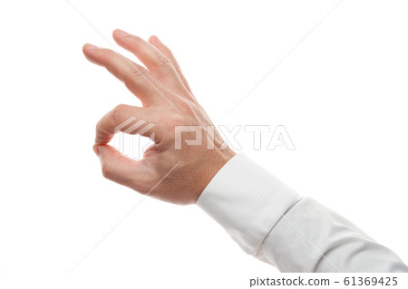 Man hands, okay gesture isolated on white 61369425