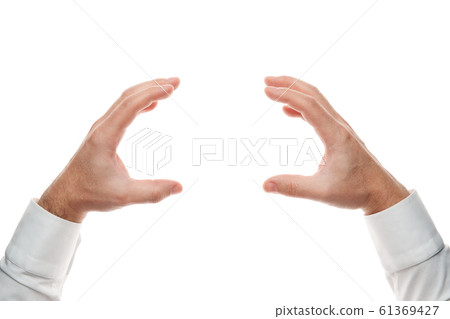 Man hands, grab gesture isolated on white Man hands, grab gesture isolated on white 61369427