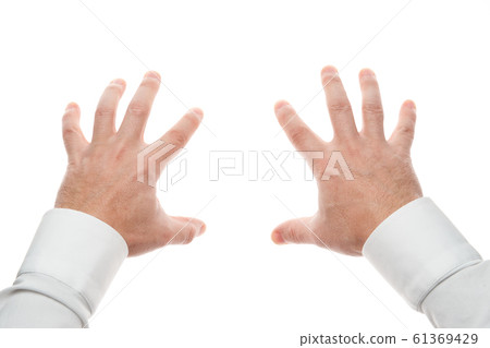 Man hands, grab gesture isolated on white 61369429