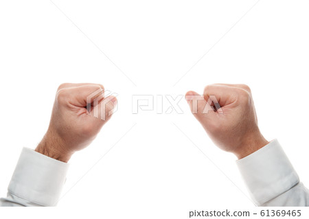 Man hands, knuckle gesture, isolated on white 61369465