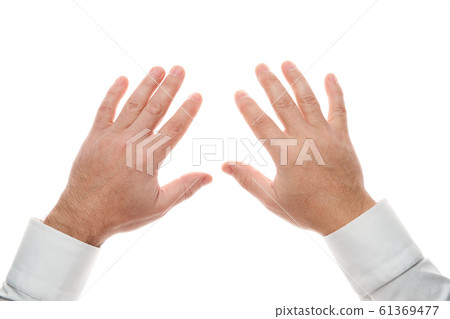 Man hands gesture isolated on white background. Man hands gesture isolated on white background. 61369477