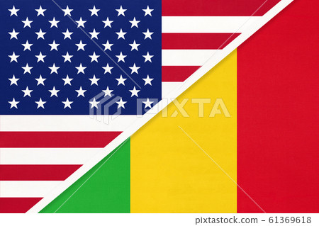 USA vs Mali national flag from textile. 61369618