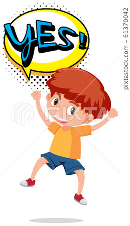 Boy with expression word yes Boy with expression word yes 61370042
