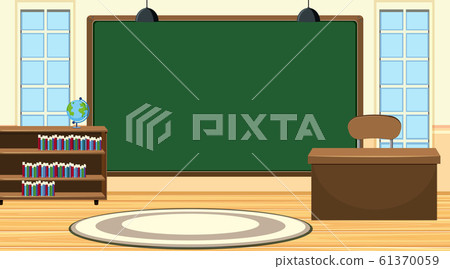 Scene with big chalkboard and teacher desk Scene with big chalkboard and teacher desk 61370059