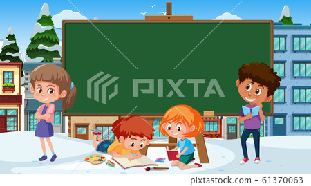Board template with happy kids in background Board template with happy kids in background 61370063
