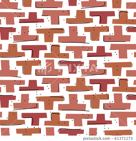 Hand drawn mosaic block shapes abstract cuttings seamless pattern. Rouge brown repeat background for wrap, textile and print design. Hand drawn mosaic block shapes abstract cuttings seamless pattern. Rouge brown repeat background for wrap, textile and print design. 61371173