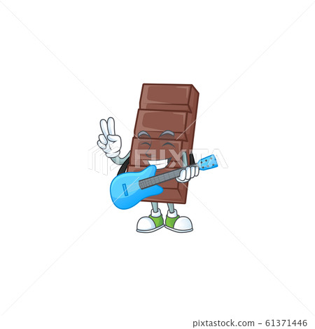 A mascot of chocolate bar performance with guitar 61371446