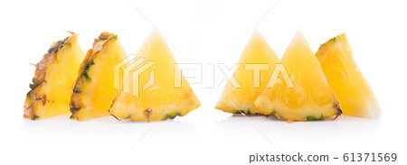 pineapple with slices isolated on white background 61371569