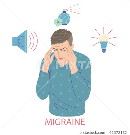 Young Man Suffering From Migraine Headache 61372182