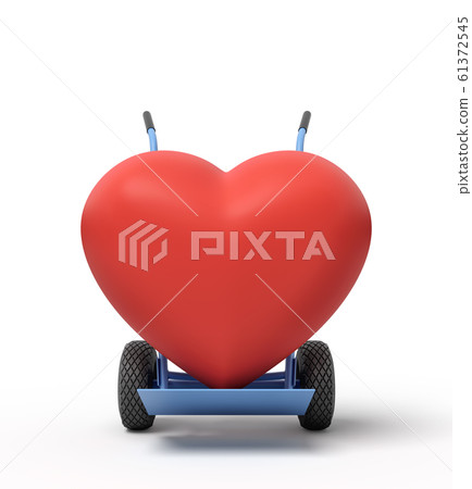 3d rendering of big red heart on a hand truck 3d rendering of big red heart on a hand truck 61372545
