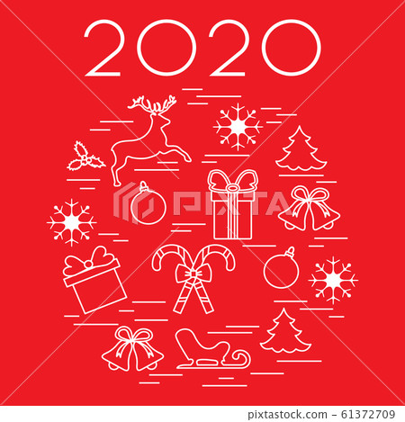 New Year 2020, Merry Christmas vector illustration New Year 2020, Merry Christmas vector illustration 61372709