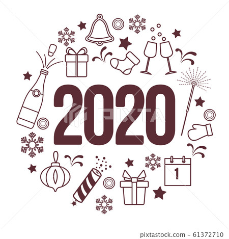 Happy New Year 2020 card Vector illustration. Happy New Year 2020 card Vector illustration. 61372710