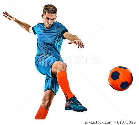 young soccer player man isolated white background standing young soccer player man isolated white background standing 61373089