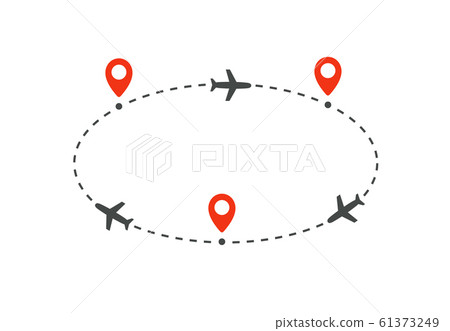 cyclic plane route to and from destinations, isolated vector illustration on white background cyclic plane route to and from destinations, isolated vector illustration on white background 61373249