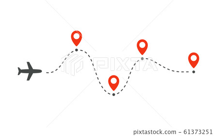 flights map to destinations, several transfers at airports, simple vector infographics for tracking, isolated element on white background flights map to destinations, several transfers at airports, simple vector infographics for tracking, isolated element on white background 61373251