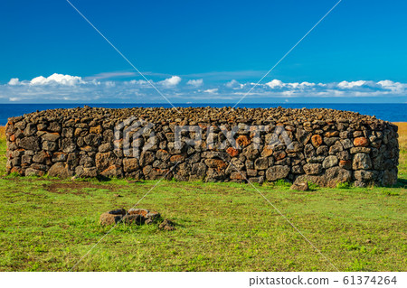 Ancient stone wall in Rapa Nui island Ancient stone wall in Rapa Nui island 61374264