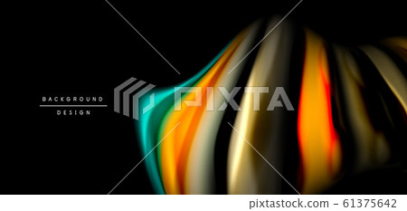 Abstract silk smooth lines on black, multicolored liquid fluid rainbow style waves on black Abstract silk smooth lines on black, multicolored liquid fluid rainbow style waves on black 61375642