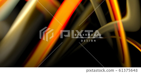 Abstract silk smooth lines on black, multicolored liquid fluid rainbow style waves on black 61375648