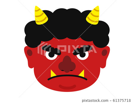 Illustration: Oni Oni Setsubun Bean Maki Material Facial Expression Face Red Demon Aka Oni Red Aka (with Vector) 61375718
