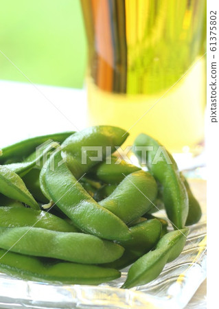 Edamame and beer outdoor 61375802