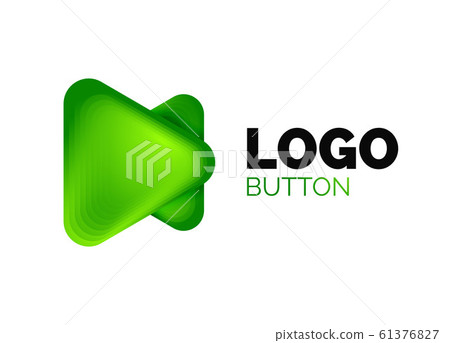 Play, arrow or download button icon, minimal design business logo template. 3d geometric bold in relief style with color blend steps effect. Vector Illustration For Wallpaper, Banner, Background, Card 61376827