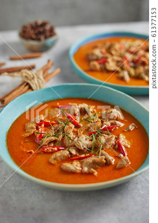 Dried red pork coconut curry, Thai cuisine. Dried red pork coconut curry, Thai cuisine. 61377153