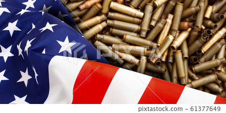 American flag isolated on shotgun cartridges American flag isolated on shotgun cartridges 61377649