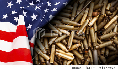 American flag isolated on shotgun cartridges American flag isolated on shotgun cartridges 61377652