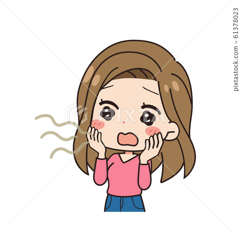 患有口臭的女人的斜插圖 61378023