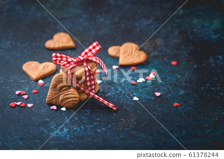 Ginger Heart shaped cookies for Valentine's Day Ginger Heart shaped cookies for Valentine's Day 61378244