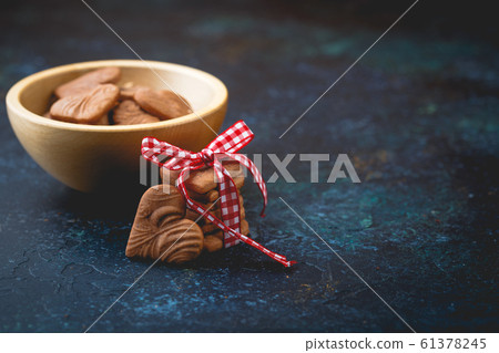 Ginger Heart shaped cookies for Valentine's Day Ginger Heart shaped cookies for Valentine's Day 61378245