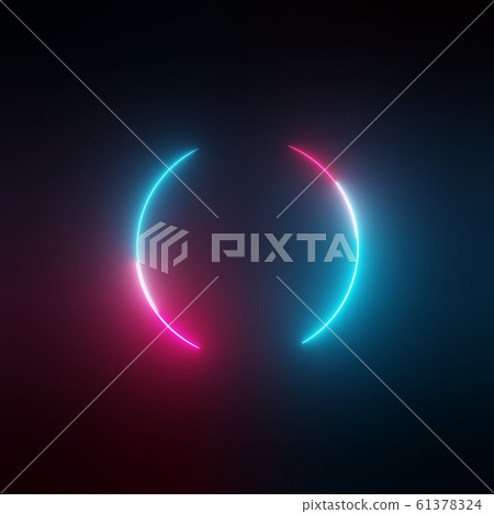 Neon light circle frame on dark background 61378324