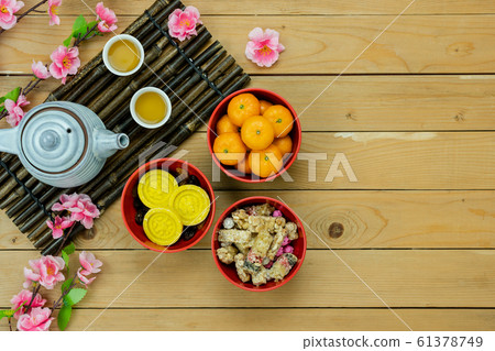 Table top view Lunar New Year & Chinese New Year Table top view Lunar New Year & Chinese New Year 61378749