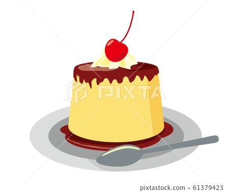 Pudding, cherry, cream, spoon 61379423