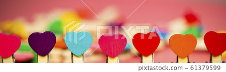 Beauty Colorful mini hearts with other color blur 61379599