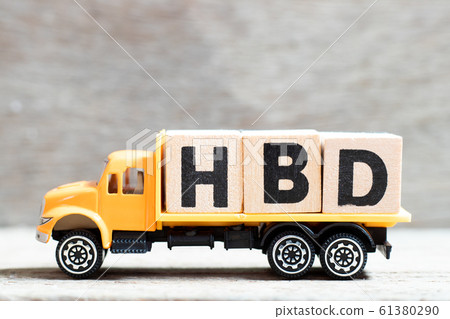 Truck hold letter block in word HBD Truck hold letter block in word HBD 61380290