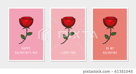 set of valentines day greeting cards with red rose - Stock Illustration ...