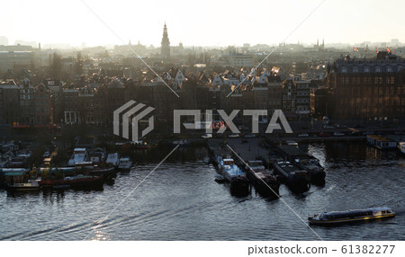 AMSTERDAM, NETHERLANDS - top view of the city AMSTERDAM, NETHERLANDS - top view of the city 61382277