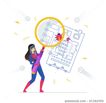 Bug fixing metaphor flat design style vector illustration 61382459