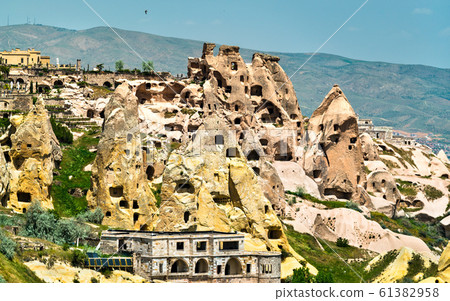 View of Uchisar from Pigeon Valley in Cappadocia, View of Uchisar from Pigeon Valley in Cappadocia, 61382958