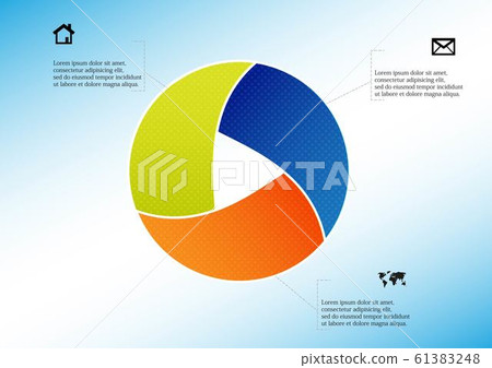 Circle divided to three parts filled by color 61383248