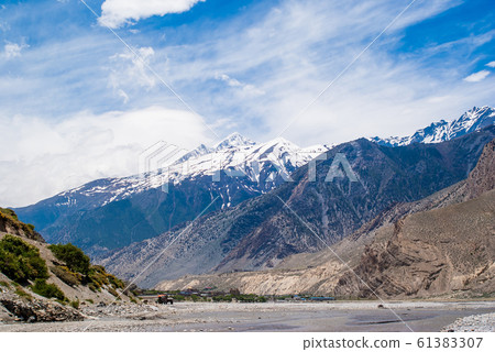 Dhaulagiri mountain range. Snowy peak. Nepal, Annapurna circuit trek 61383307