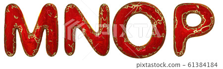 Realistic 3D letters set M, N, O, P made of gold shining metal letters. Realistic 3D letters set M, N, O, P made of gold shining metal letters. 61384184