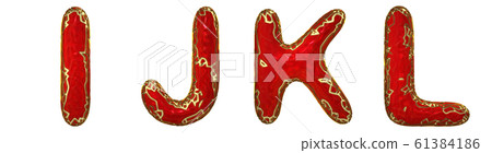 Realistic 3D letters set I, J, K, L made of gold shining metal letters. Realistic 3D letters set I, J, K, L made of gold shining metal letters. 61384186