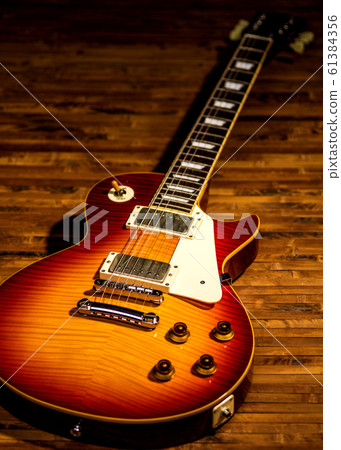 electric guitar body close-up view is on the wood 61384356