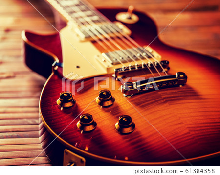 electric guitar body close-up view is on the wood 61384358