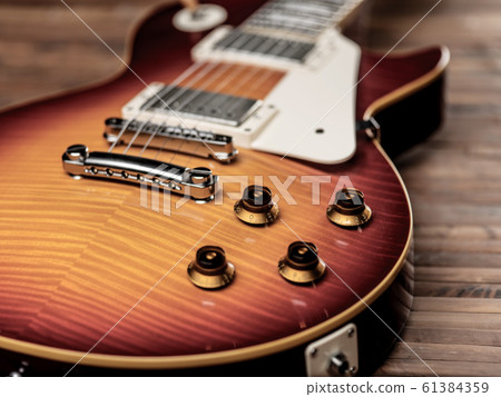 Vintage electric guitar body close-up view is on Vintage electric guitar body close-up view is on 61384359