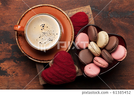 Valentines day card with coffee and cookies 61385452