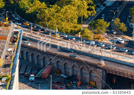 Aerial view of the Williamsburg Bridge in NY Aerial view of the Williamsburg Bridge in NY 61385643